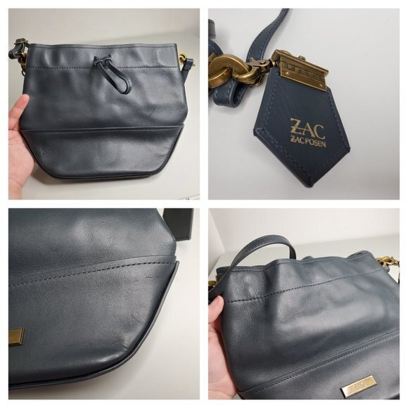 Zac Posen Eartha‎ Envelope Drawstring Bucket Bag Bl - Picture 3 of 5